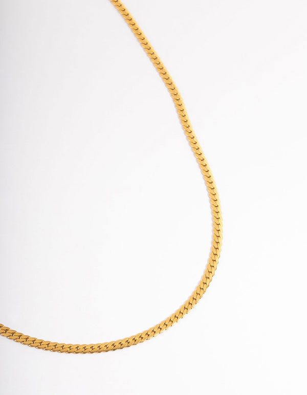 Waterproof Gold Plated Stainless Steel Herringbone Necklace 3mm