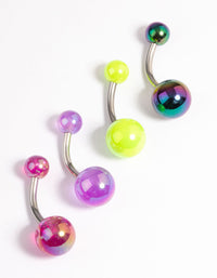 Surgical Steel Acrylic Belly Ring 4-Pack - link has visual effect only