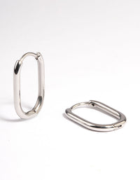 Rhodium Surgical Steel Rounded Rectangle Hoop Earrings - link has visual effect only