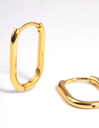 Gold Plated Surgical Steel Rounded Rectangle Hoop Earrings - link has visual effect only