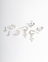 Silver Snake Hoop Earrings 4-Pack - link has visual effect only