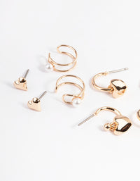 Gold Pearl Heart Earrings 4-Pack - link has visual effect only