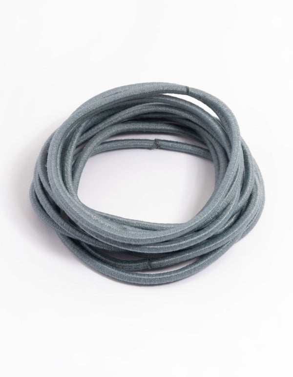 Blue Fabric Basic Thin Hair Tie 12-Pack