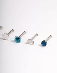 Surgical Steel Star & Bezel Nose Stud 6-Pack - link has visual effect only