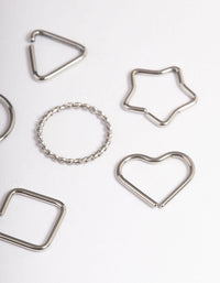 Surgical Steel Geometric Rings Nose Stud 6-Pack - link has visual effect only