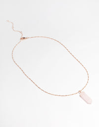 Rose Gold Plated Rose Quartz Shard Twist Necklace - link has visual effect only