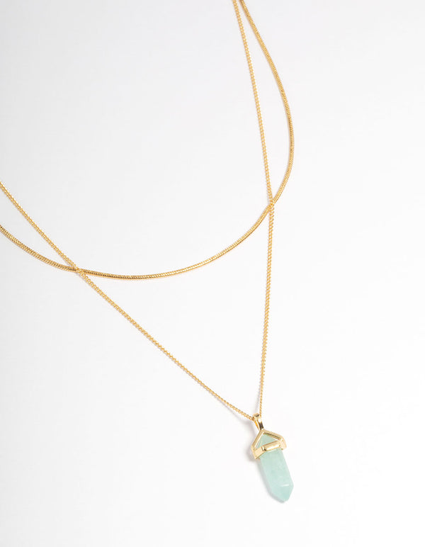 Gold Plated Amazonite Mini Shard Layer Necklace