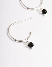 Sterling Silver Cubic Zirconia Four Claw Hoop Earrings - link has visual effect only