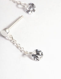 Sterling Silver Chain Cubic Zirconia Drop Earrings - link has visual effect only