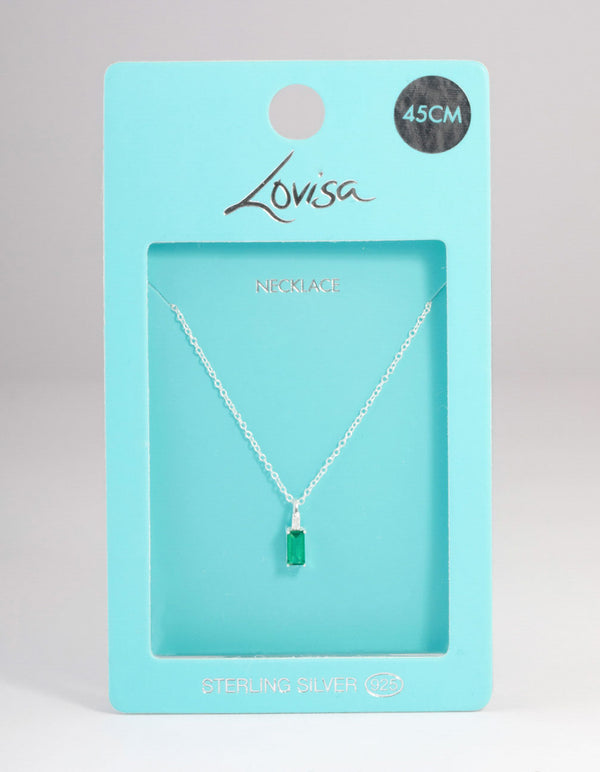 Sterling Silver Cubic Zirconia Emerald Cut Pendant Necklace Lovisa