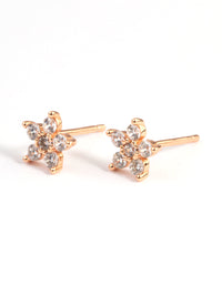 Rose Gold Sterling Plated Cubic Zirconia Flower Stud Earrings - link has visual effect only