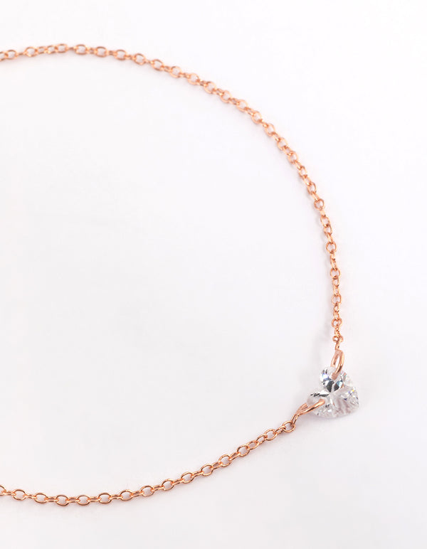 Rose Gold Sterling Plated Floating Heart Bracelet