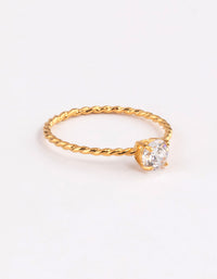 Gold Plated Sterling Silver Cubic Zirconia Twist Engagement Ring - link has visual effect only