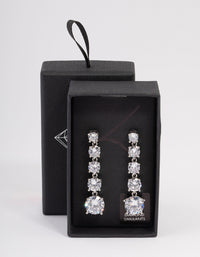 Silver Gradual Solitaire Drop Earrings - link has visual effect only