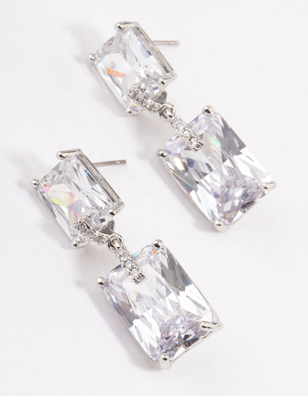 Rhodium Large Radiant Drop Earrings