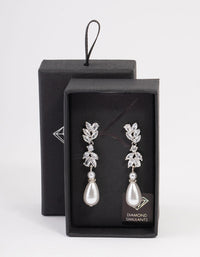 Rhodium Petal Drop Pearl Earrings - link has visual effect only