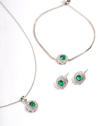 Rhodium Round Cubic Zirconia Jewellery Set - link has visual effect only