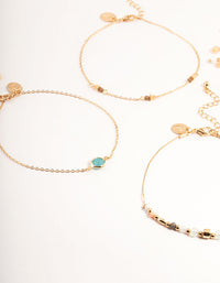 Gold Five Layer Multi Bead Anklet - link has visual effect only