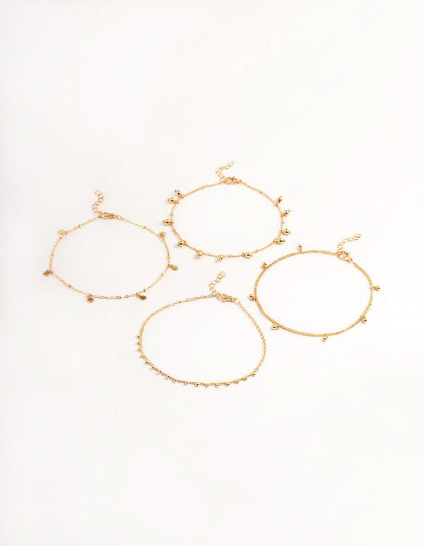 Gold Four Layer Ball Drop Anklet