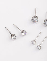 Waterproof Waterproof Stainless Steel Cubic Zirconia Stud Earrings Pack - link has visual effect only