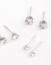 Waterproof Waterproof Stainless Steel Cubic Zirconia Stud Earrings Pack - link has visual effect only