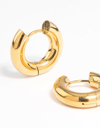 Waterproof Gold Plated Stainless Steel Thick Huggie Earrings - link has visual effect only