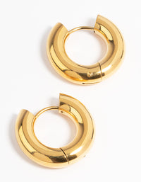 Waterproof Gold Plated Stainless Steel Thick Huggie Earrings - link has visual effect only