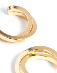 Gold Plated Square Crossover Double Hoop Earrings - link has visual effect only