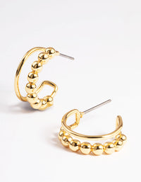 Gold Plated Ball Plain Double Hoop Earrings - link has visual effect only