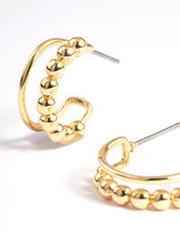 Gold Plated Ball Plain Double Hoop Earrings - link has visual effect only