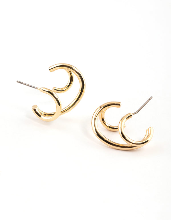 Gold Plated Hoop Layer Cuff Earrings