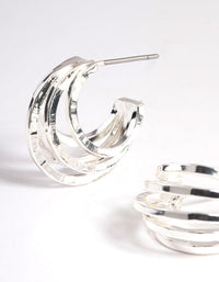 Silver Plated Layer Flat Triple Hoop Earrings - link has visual effect only