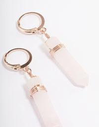 Rose Gold Rose Quartz Huggie Earrings - link has visual effect only