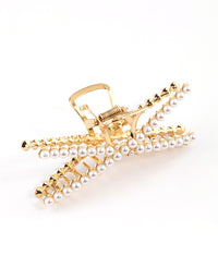 Gold Pearl Detail Cross Claw Clip - link has visual effect only