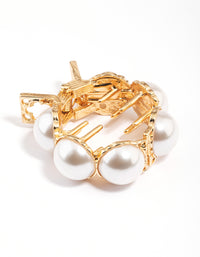 Gold Pearl Detail Ponytail Accessory - link has visual effect only