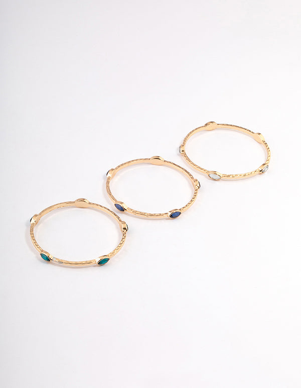 Gold Hammered Stone Bracelet Pack