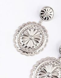 Silver Diamante Western Disc Drop Earrings - link has visual effect only