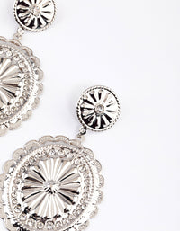 Silver Diamante Western Disc Drop Earrings - link has visual effect only