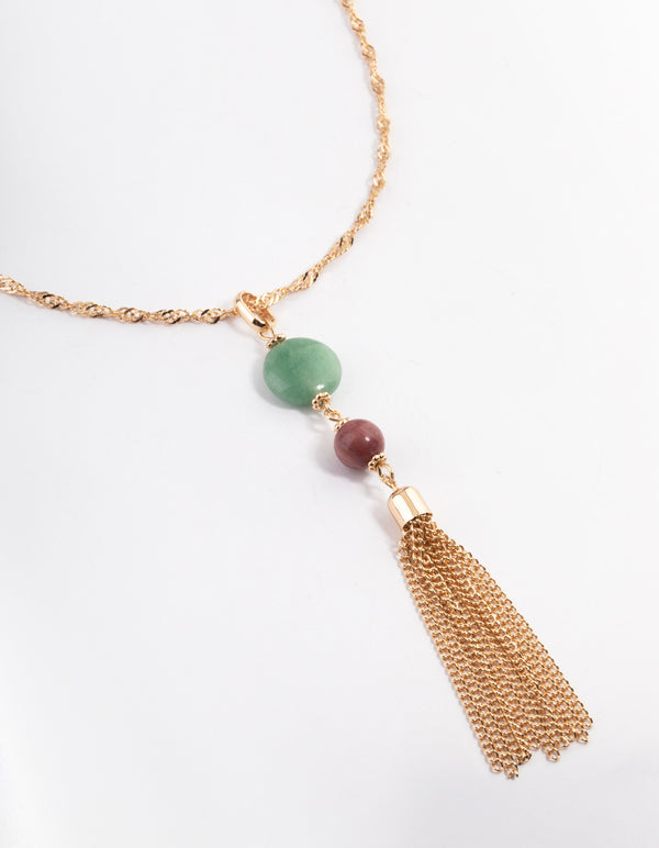 Gold Long Tassel Necklace