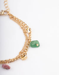 Gold Triple Row Semi Precious Bracelet - link has visual effect only