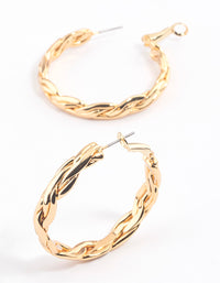 Gold Plated Brass Molten Plait Hoop Earrings - link has visual effect only