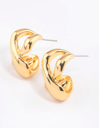 Gold Plated Brass Cross Over Oversized Stud Earrings - link has visual effect only