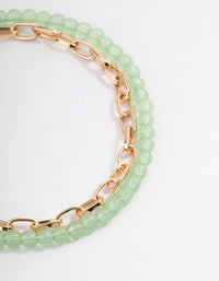 Green Double Row Chain Beaded Anklet - link has visual effect only