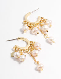 Gold Plated Freshwater Pearl Cluster Dangle Earrings - link has visual effect only