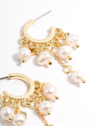 Gold Plated Freshwater Pearl Cluster Dangle Earrings - link has visual effect only