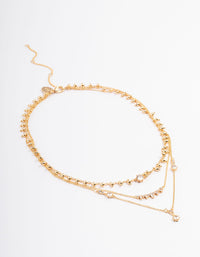 Gold Plated Diamante Ball Chain Triple Layer Necklace - link has visual effect only