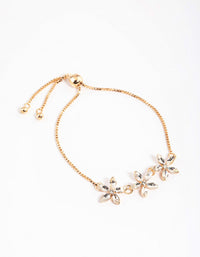 Gold Triple Flower Toggle Bracelet - link has visual effect only