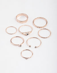 Rose Gold Dainty Heart Ring Pack - link has visual effect only