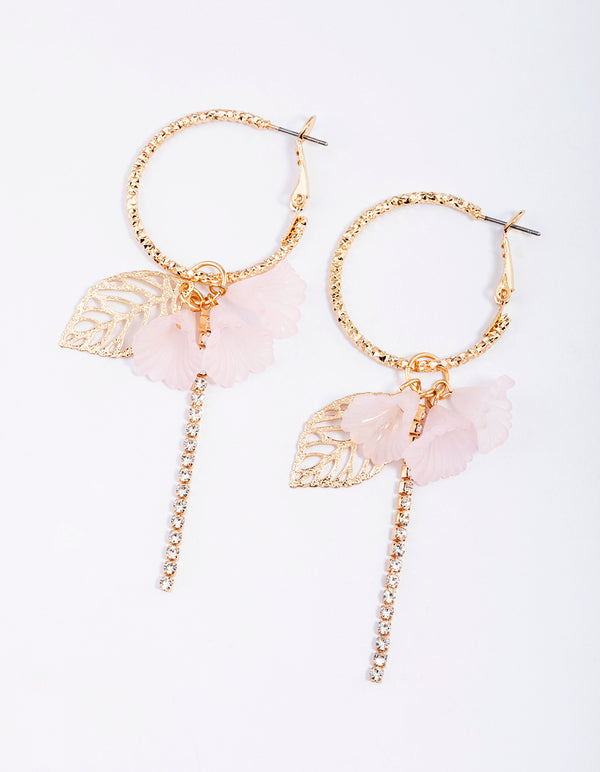 Blush Bell Flower Cupchain Hoop Earrings