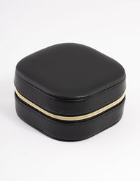 Black Faux Leather Round Mini Square Jewellery Box - link has visual effect only